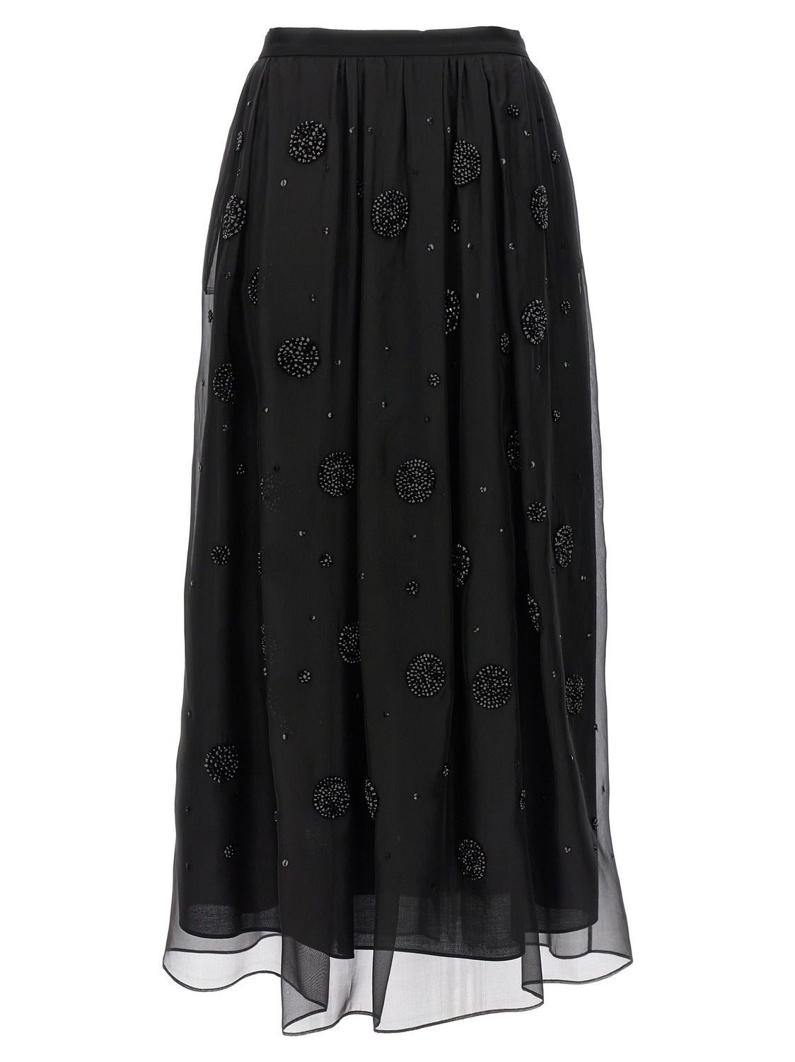 Black Silk Midi Skirt