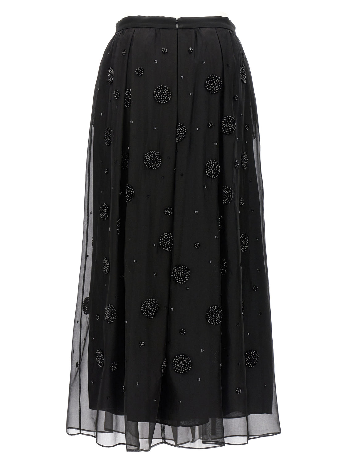 Black Silk Midi Skirt