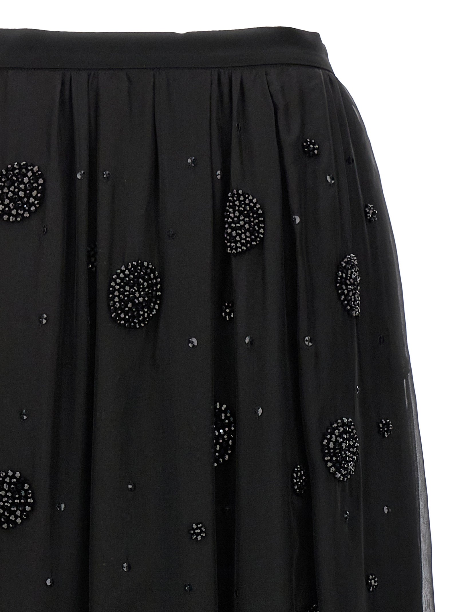 Black Silk Midi Skirt
