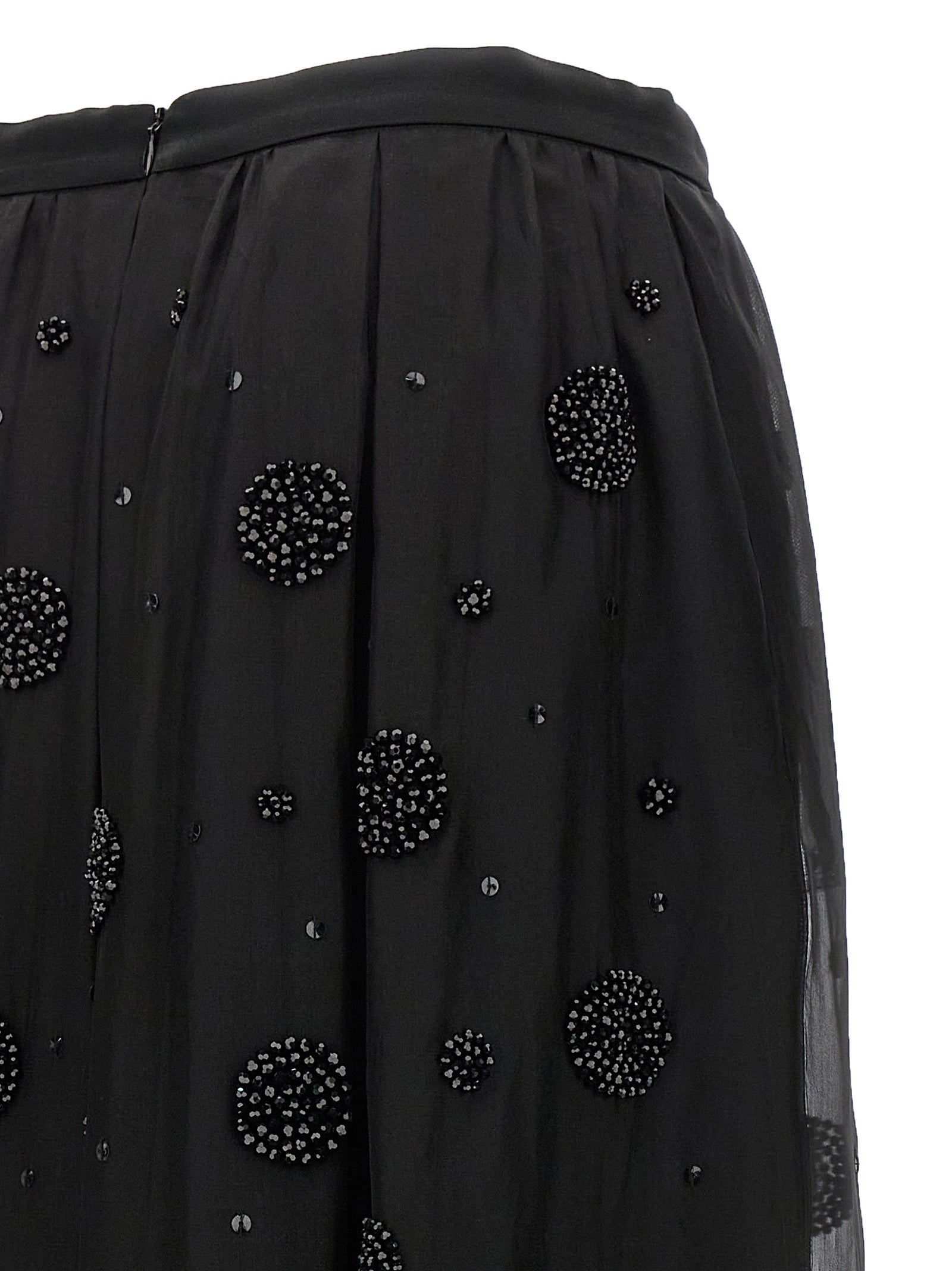 Black Silk Midi Skirt