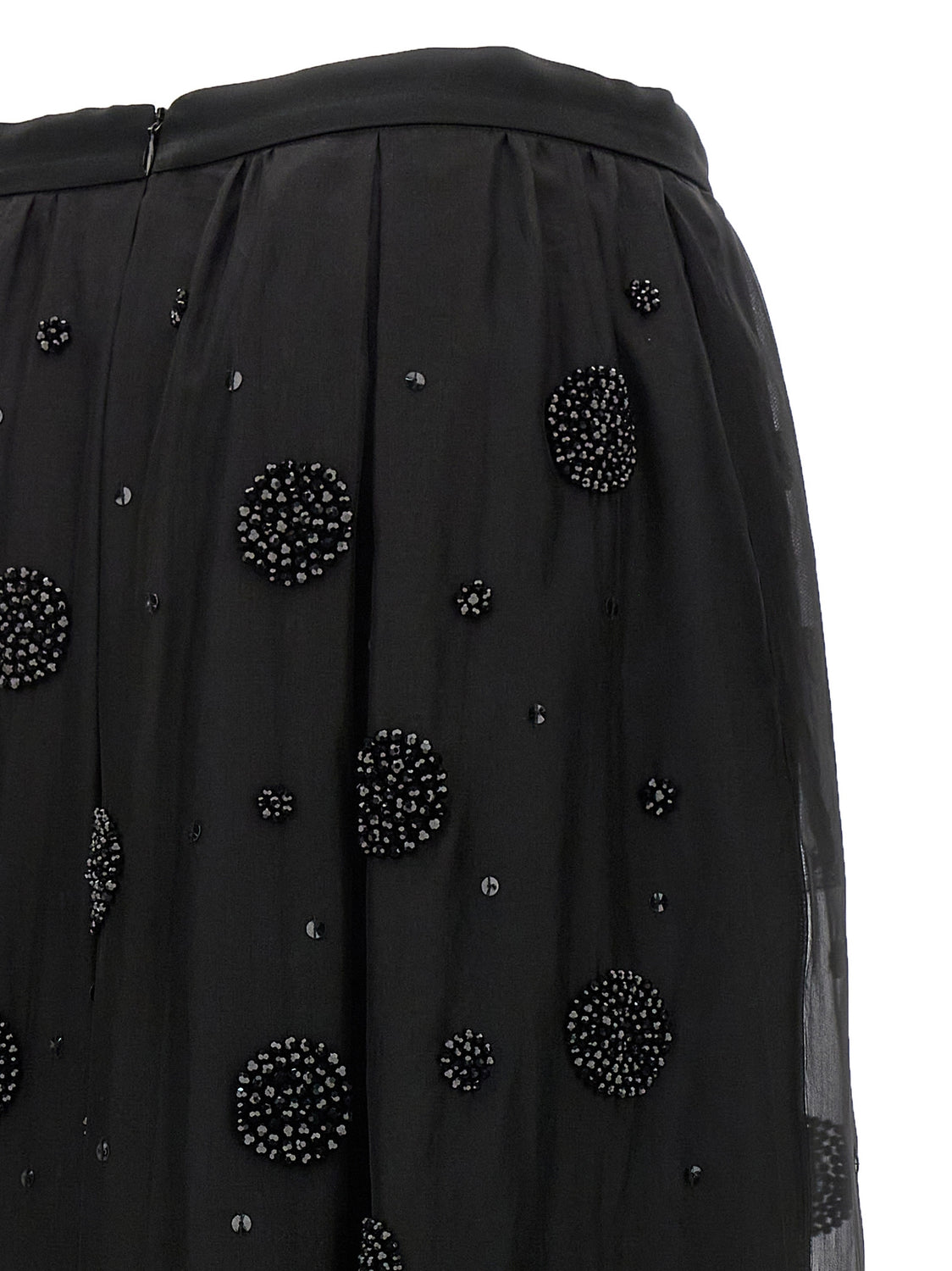 Black Silk Midi Skirt