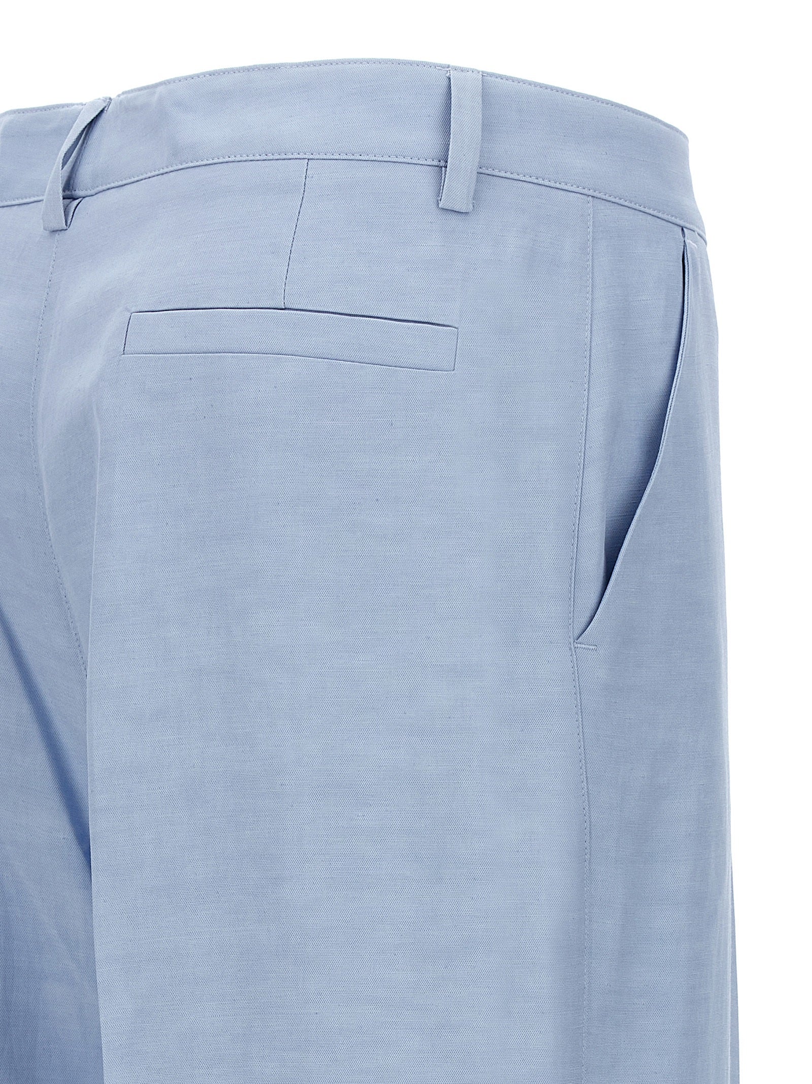 Blue Viscose Casual Pants