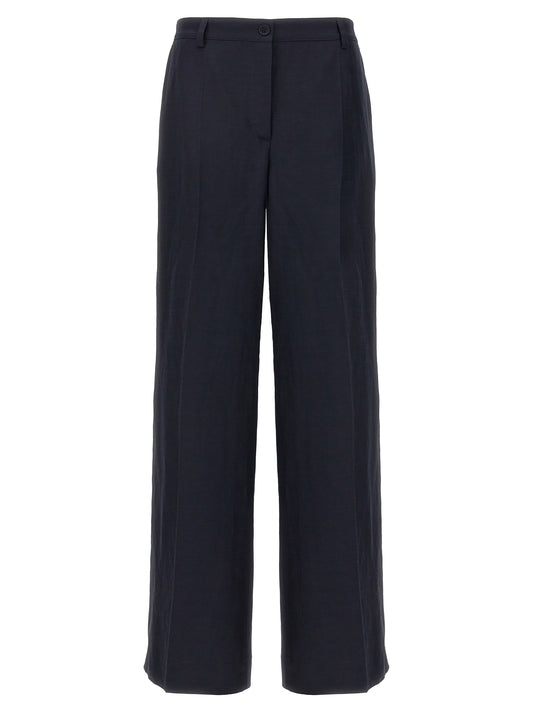 Blue Viscose Casual Pants