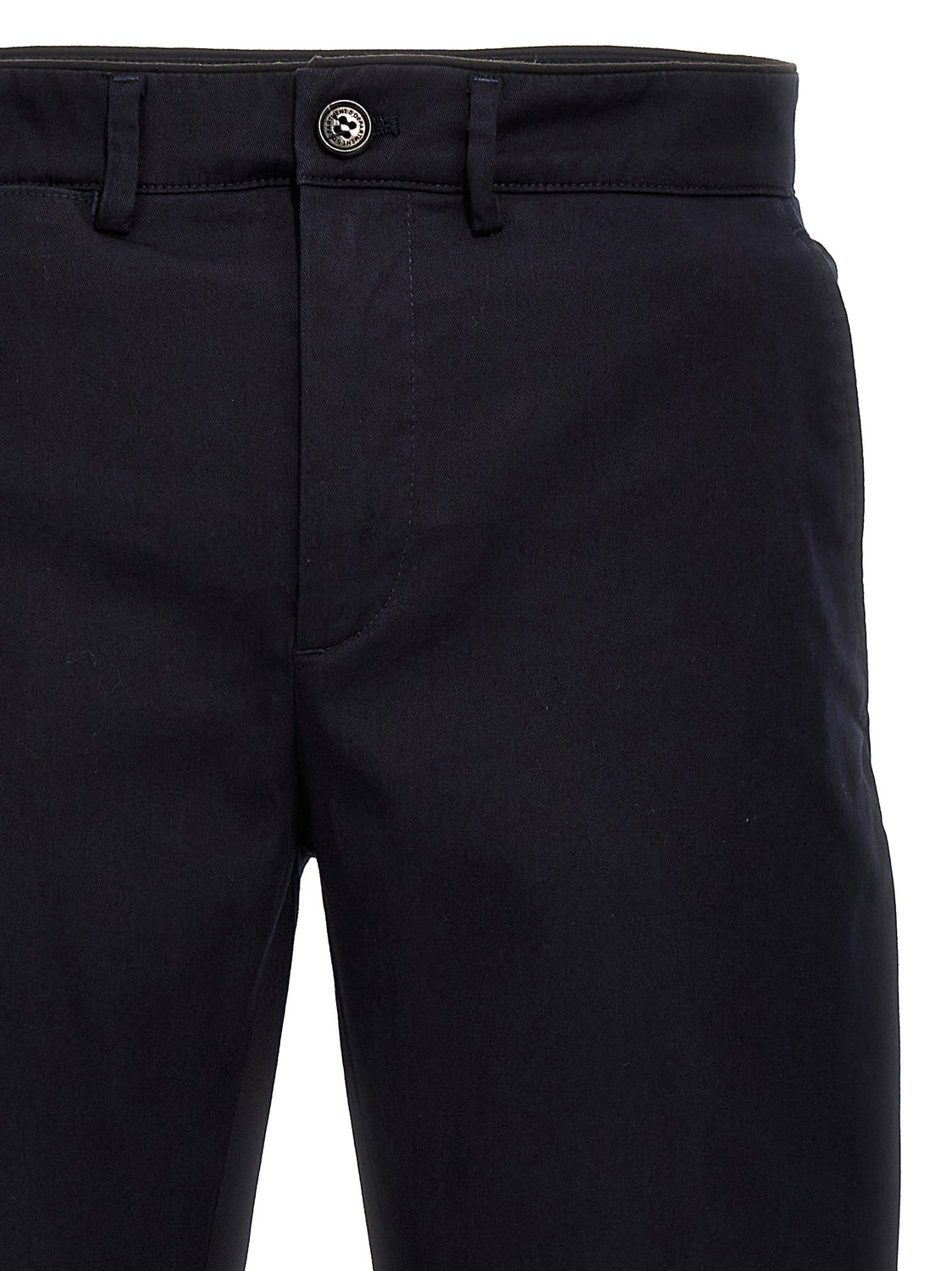 Blue Cotton Casual Pants