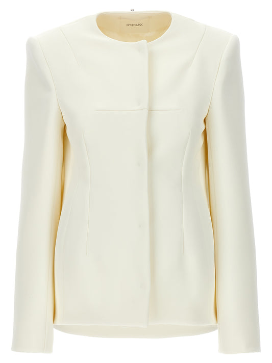 White Polyester Full-Length Jacket