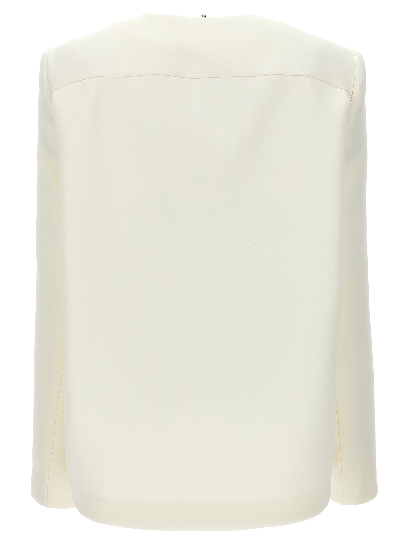 White Polyester Full-Length Jacket