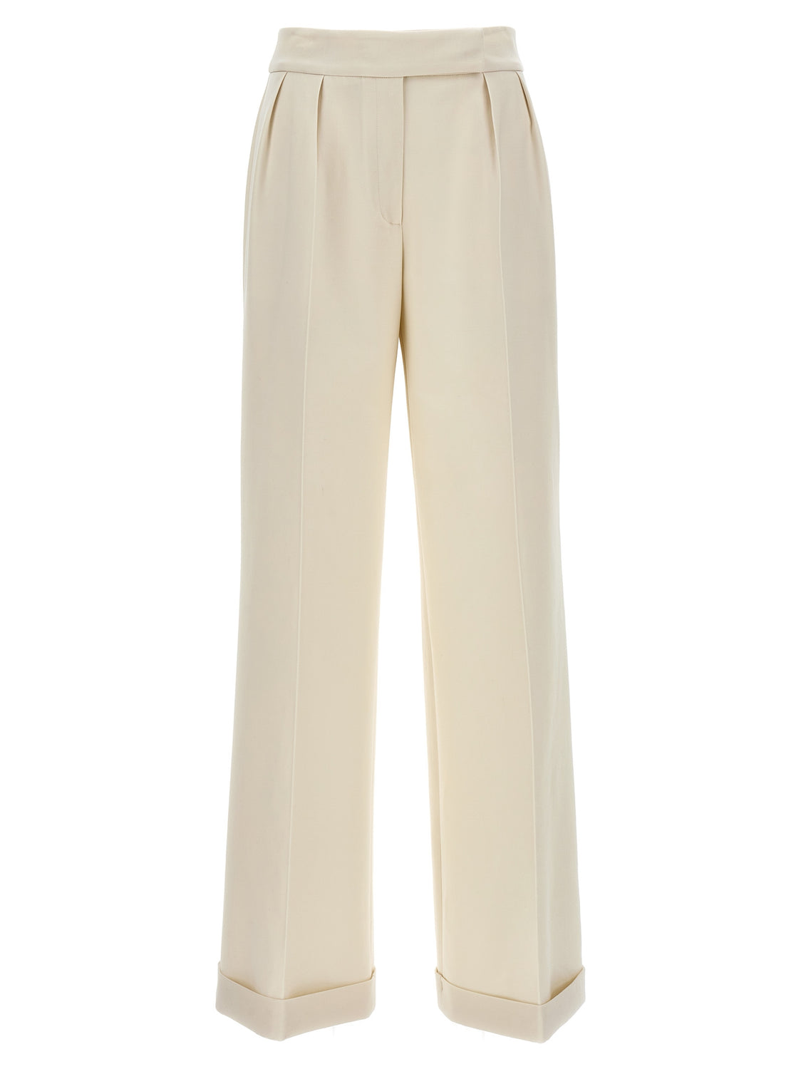 White Virgin Wool Casual Pants