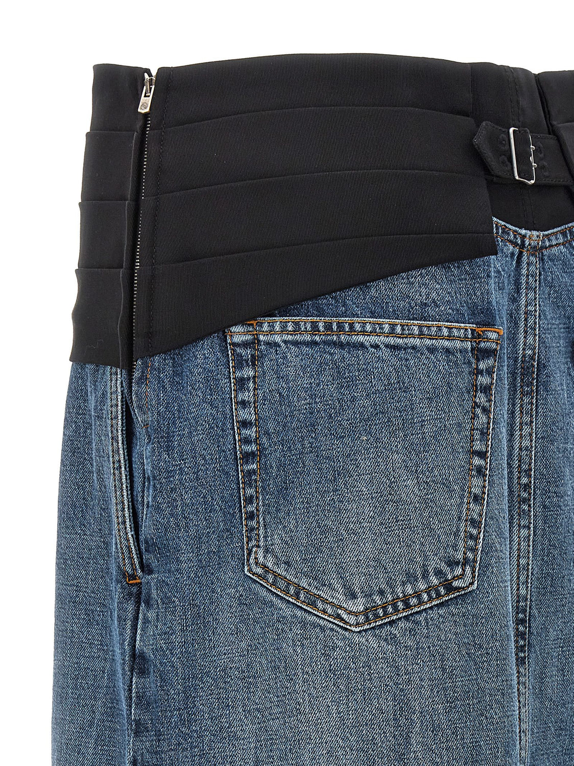 Blue Cotton Mini Skirt