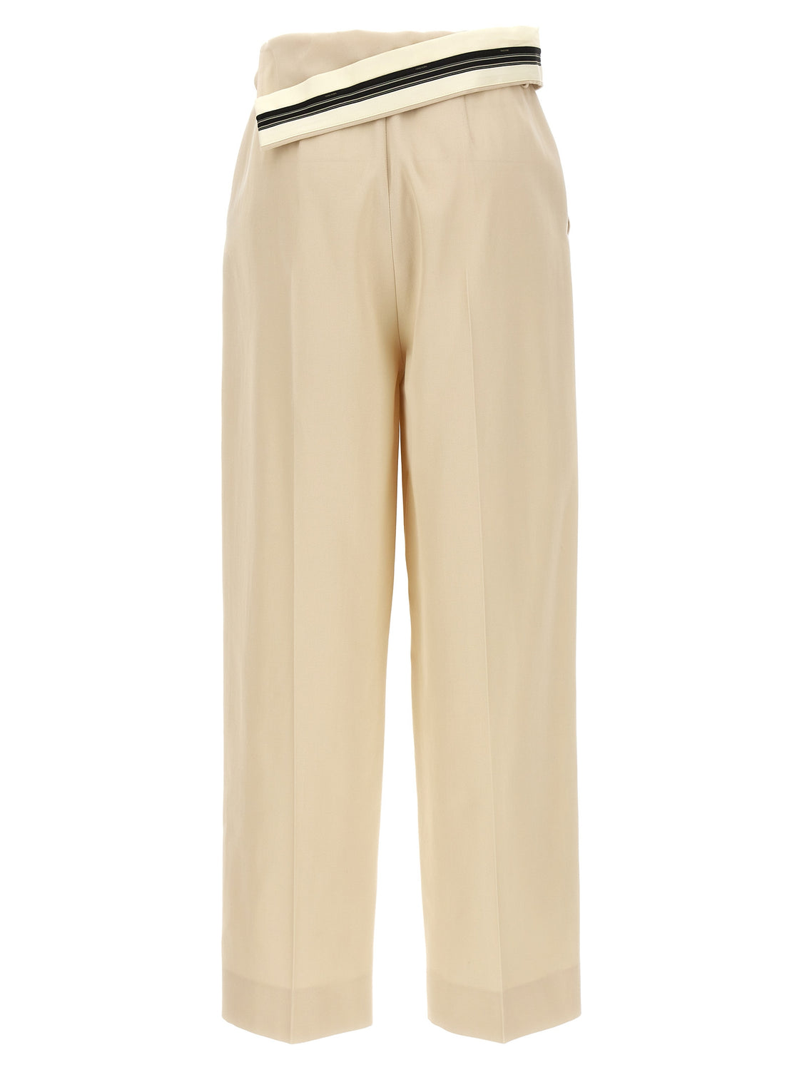 Beige Wool Casual Pants