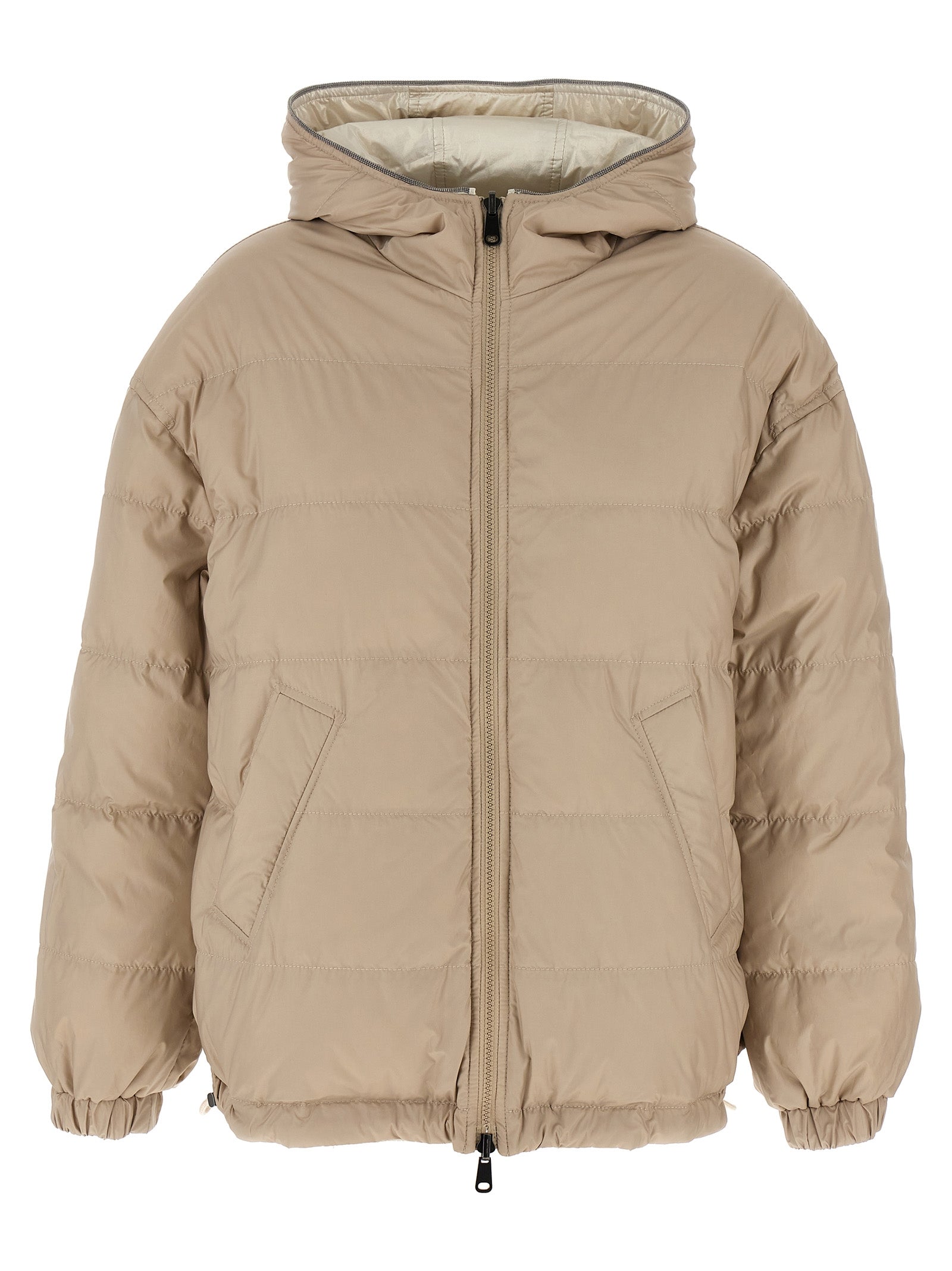 Beige Polyester Full-Length Jacket