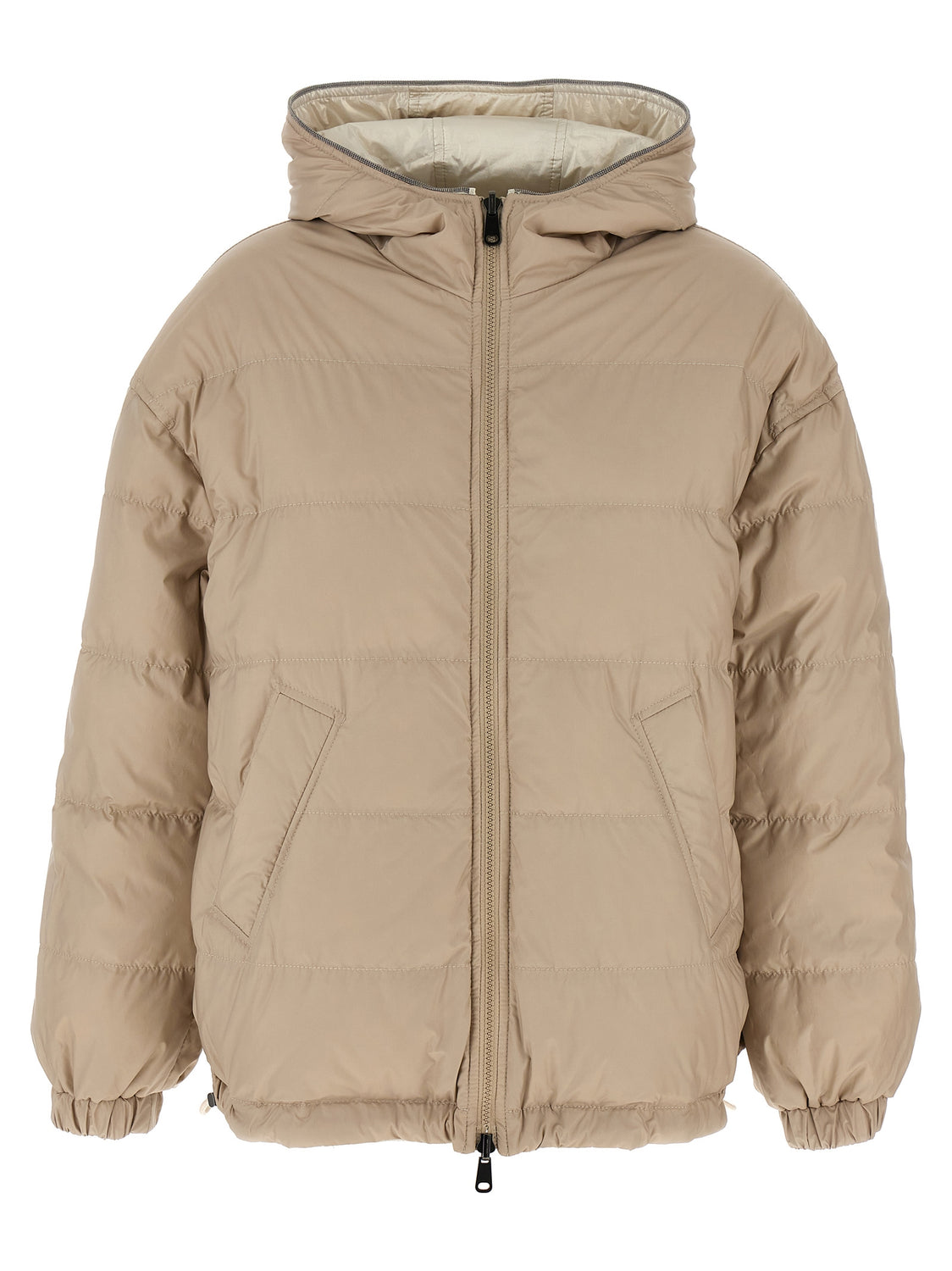 Beige Polyester Full-Length Jacket