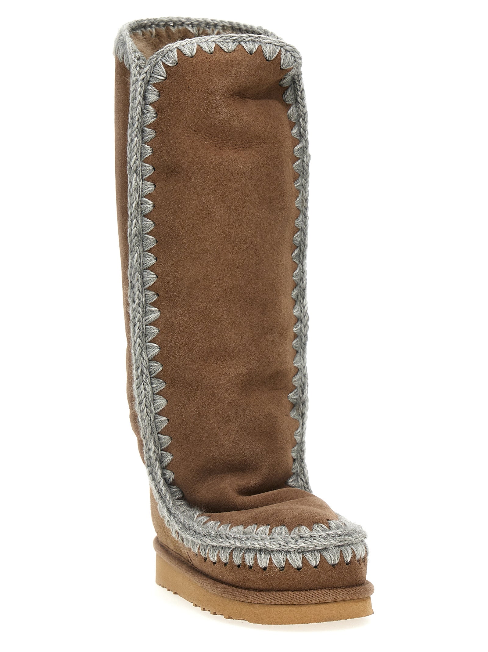 Brown Lamb Leather Over The Knee