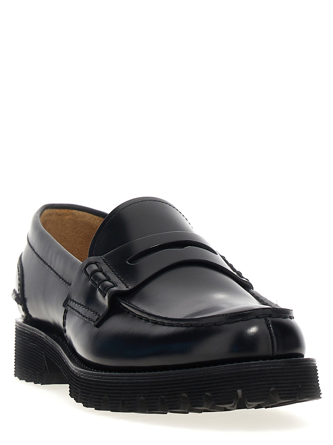 Black Cowhide Slip-On Loafers