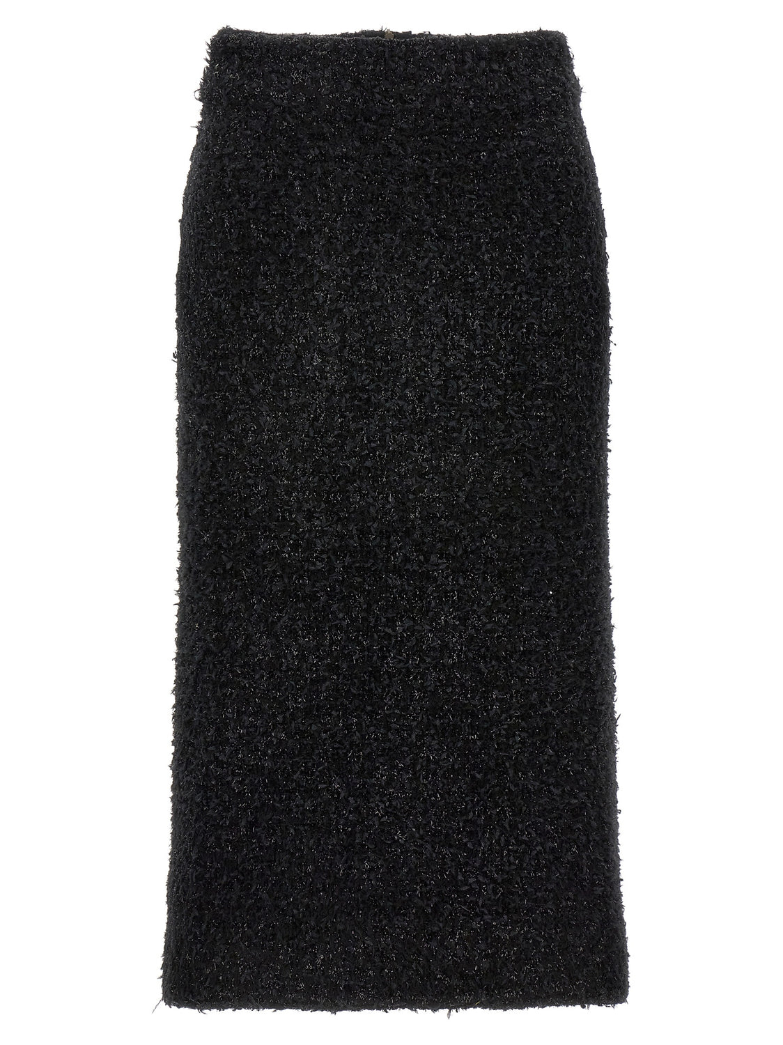 Black Cotton Midi Skirt