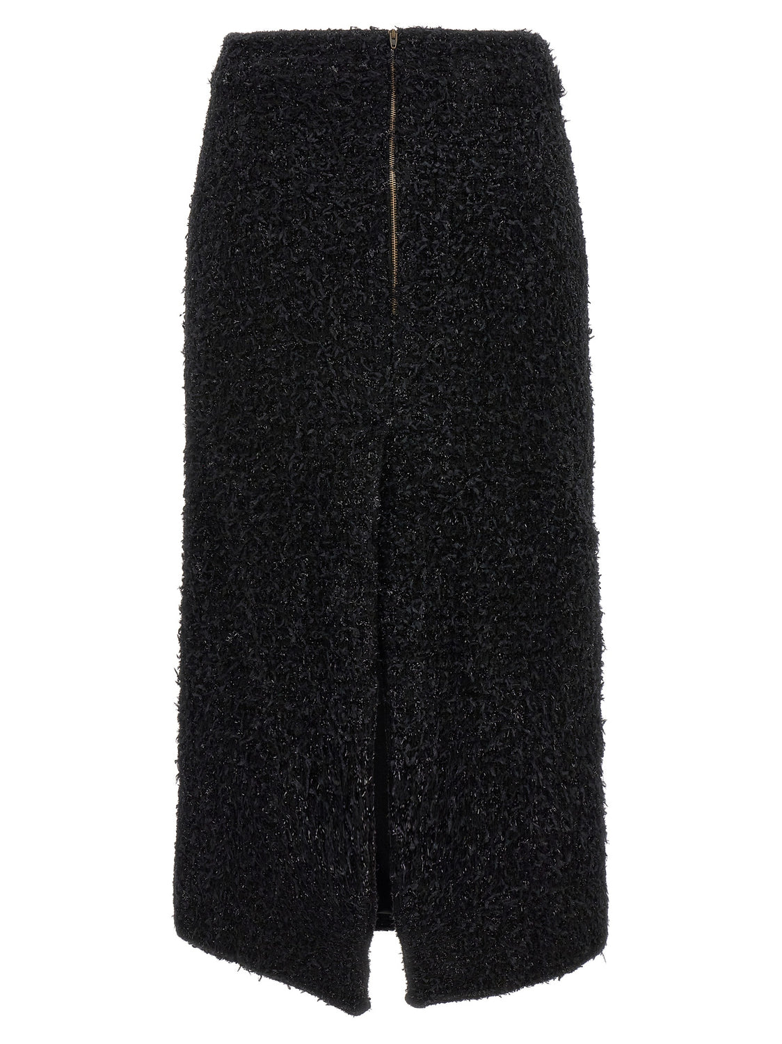 Black Cotton Midi Skirt