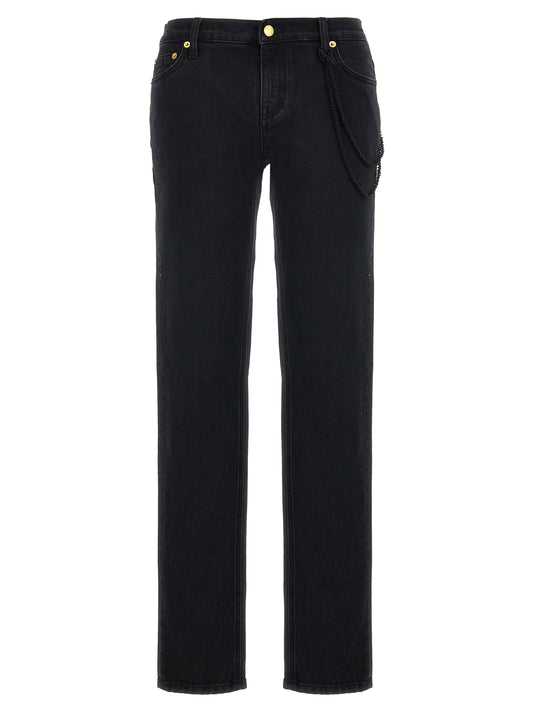 Black Cotton Straight-Leg Jeans