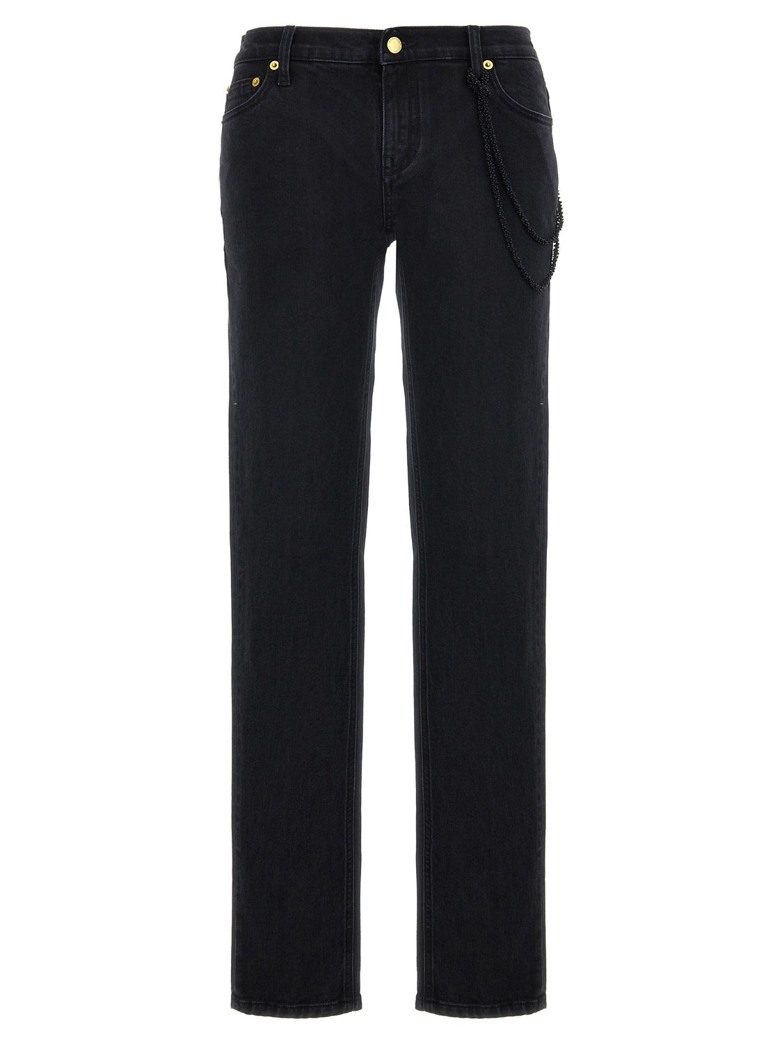 Black Cotton Straight-Leg Jeans