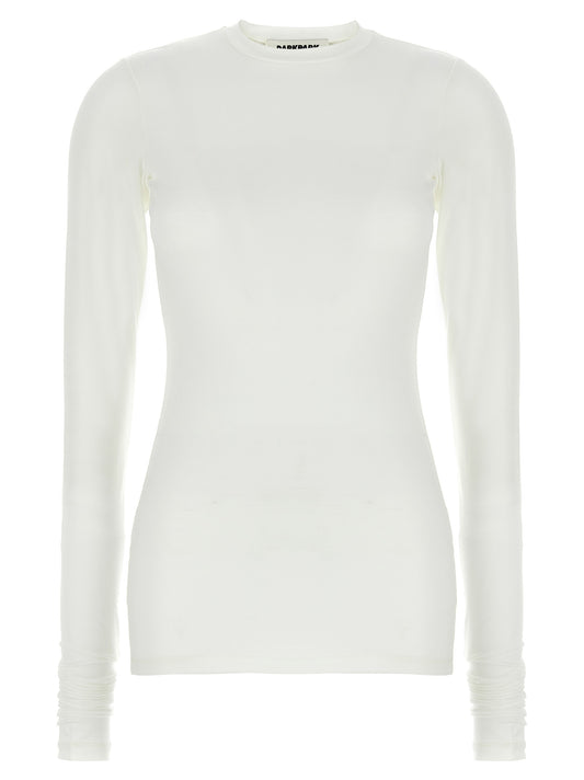 White Polyester Long Sleeve T-Shirt