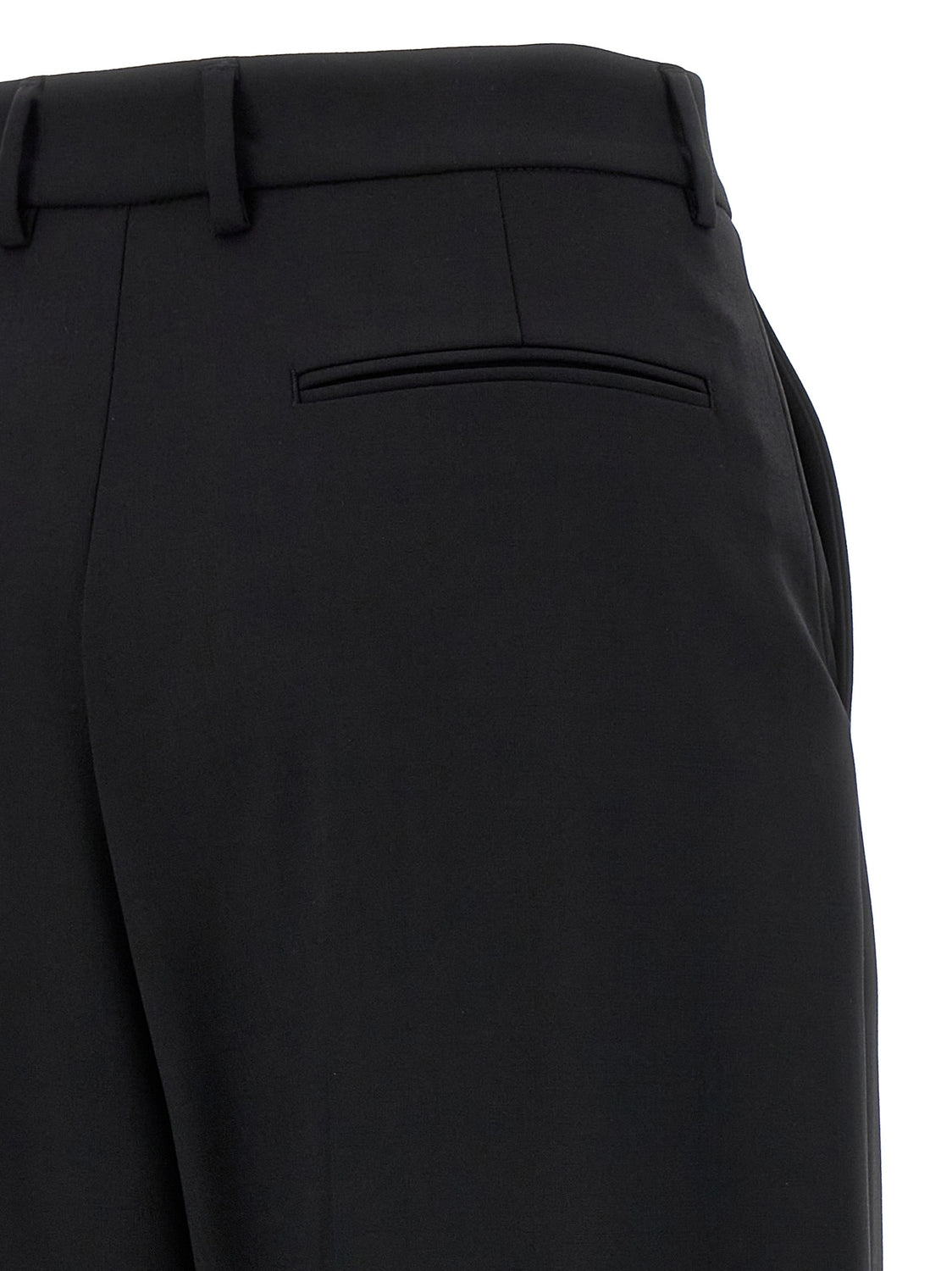 Black Virgin Wool Casual Pants