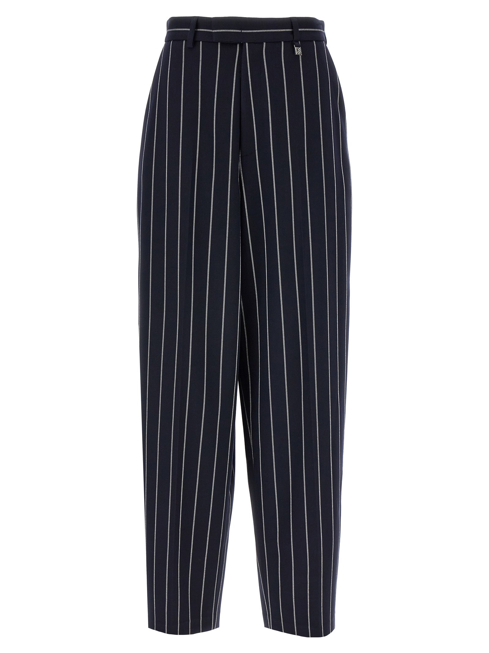 Blue Polyester Casual Pants