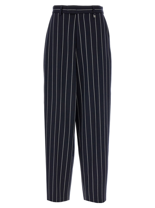 Blue Polyester Casual Pants
