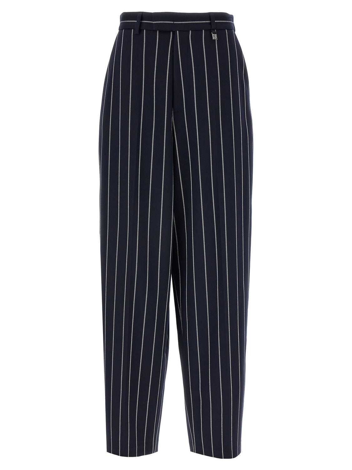 Blue Polyester Casual Pants