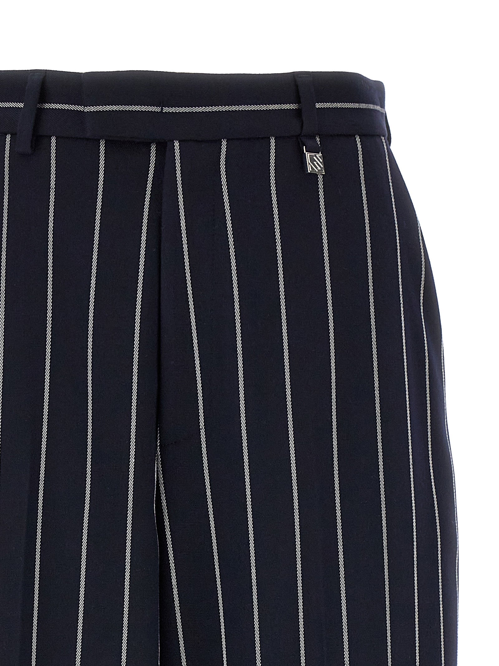 Blue Polyester Casual Pants