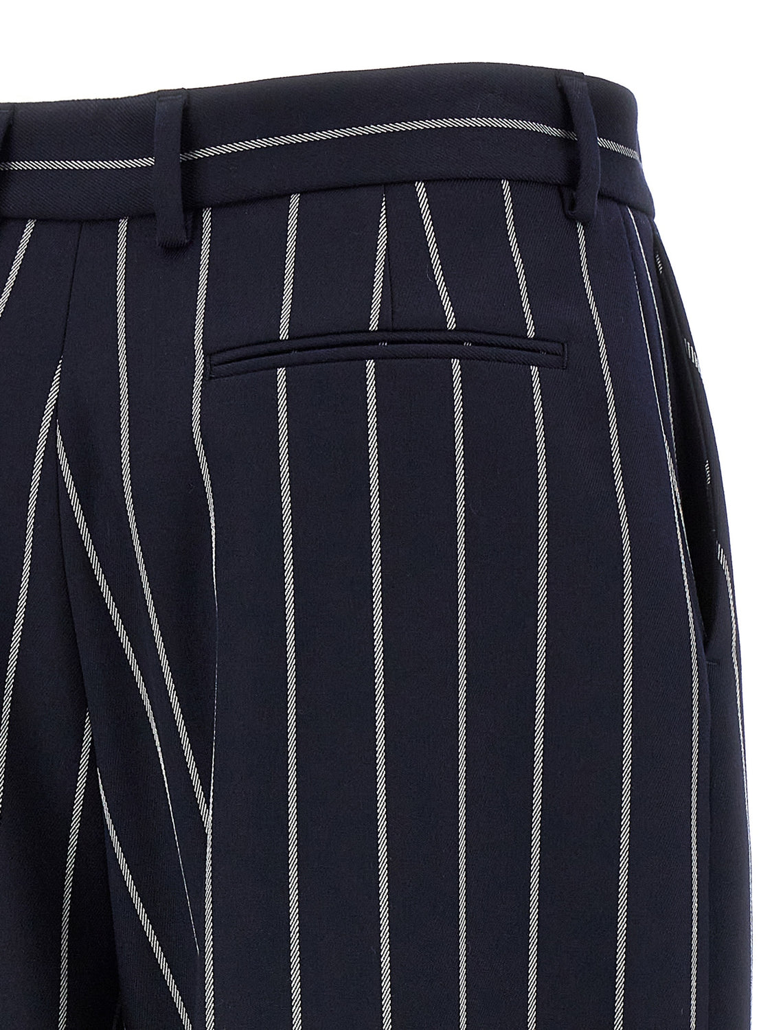Blue Polyester Casual Pants