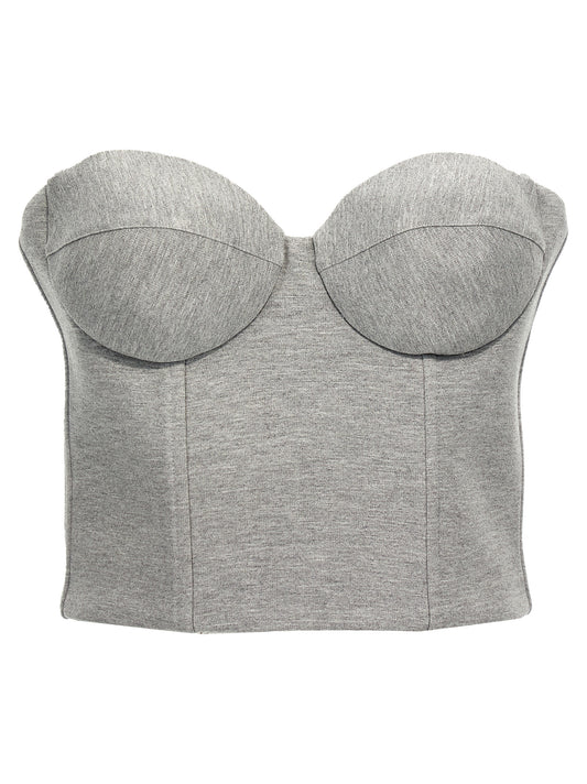 Gray Viscose Sleeveles T-Shirt