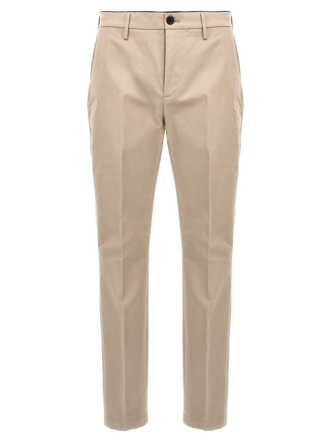 Beige Cotton Casual Pants