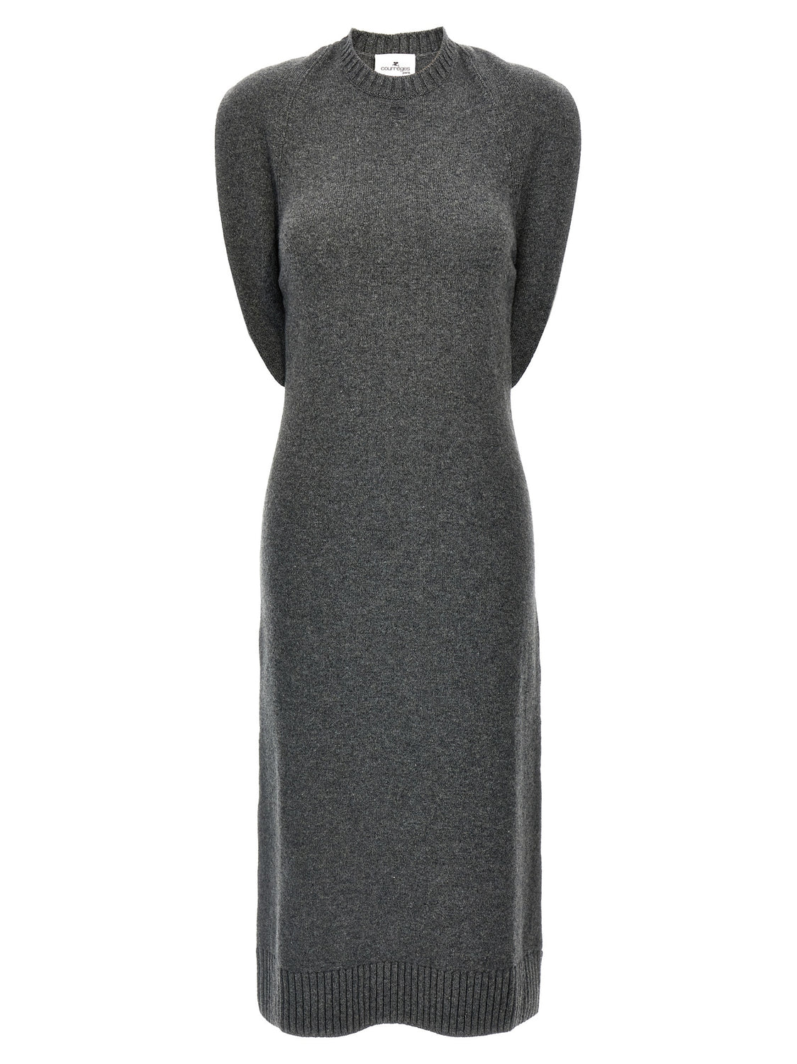Gray Wool Midi Dress