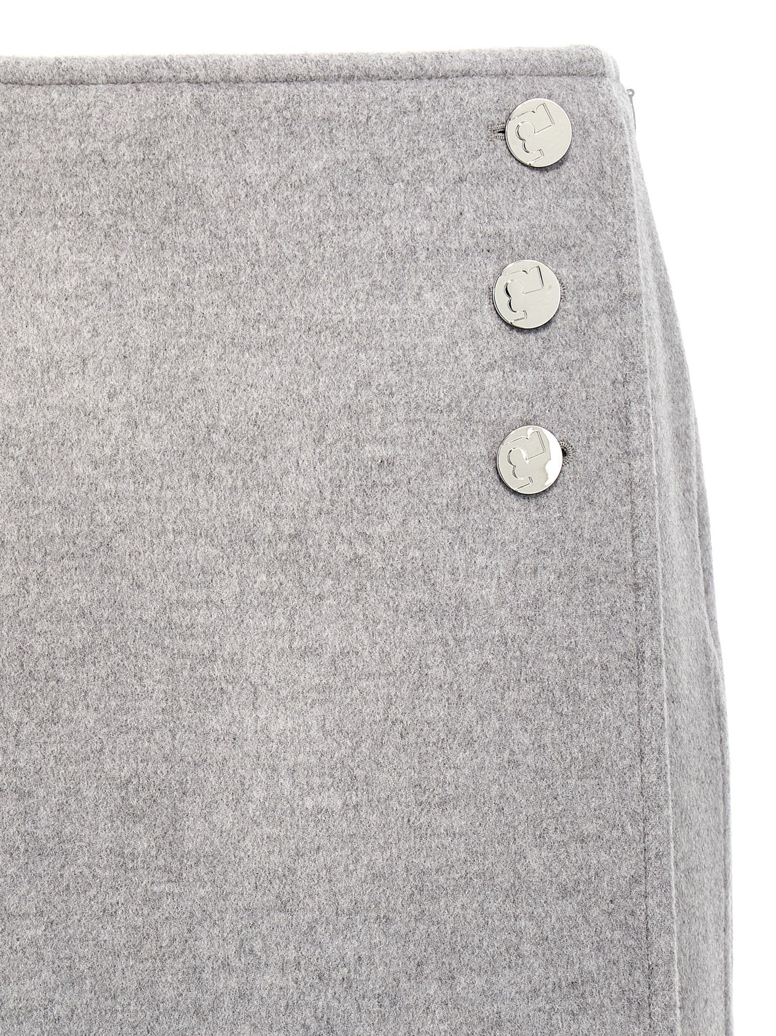 Gray Wool Long Skirt