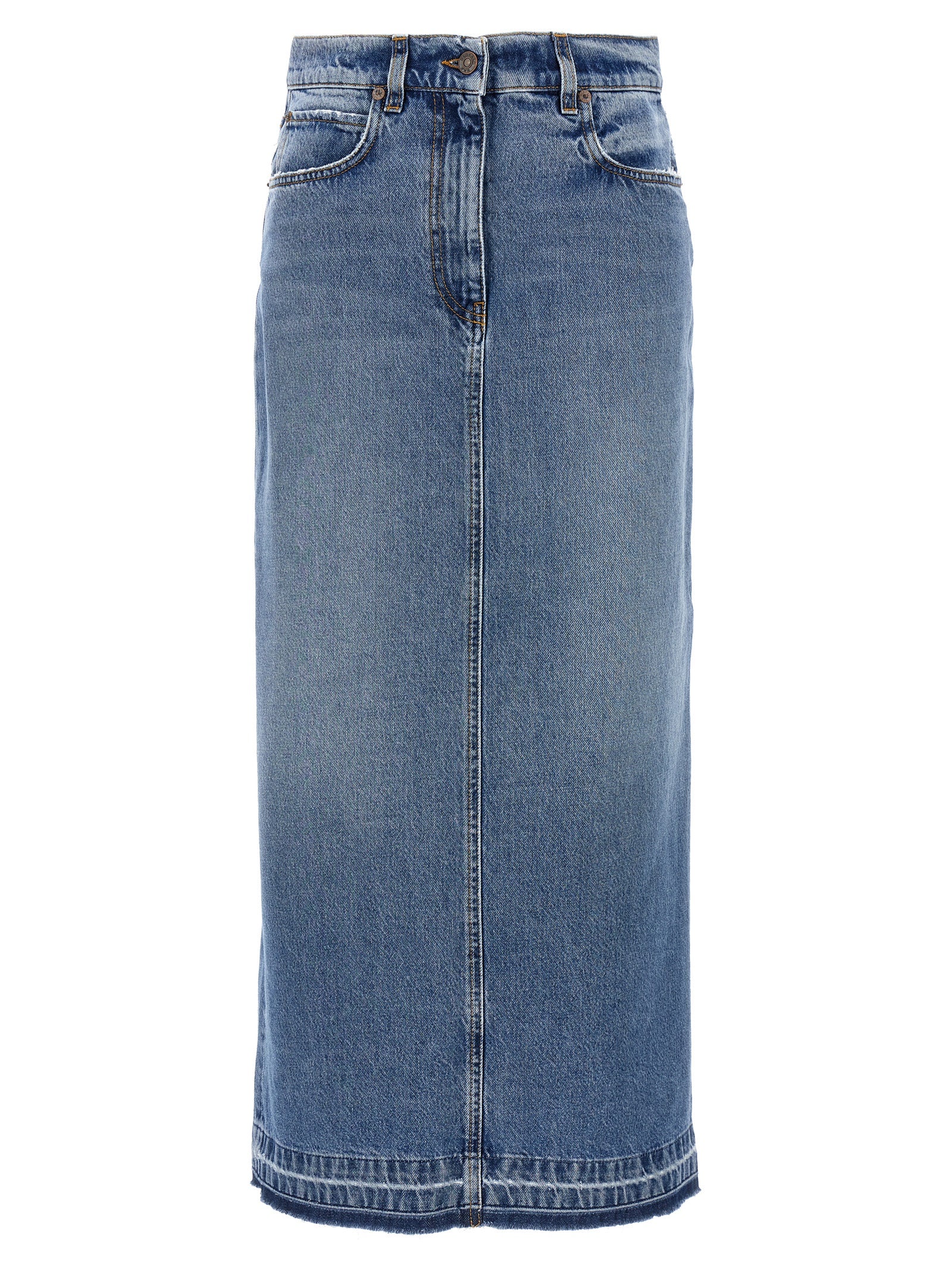 Blue Cotton Mini Skirt