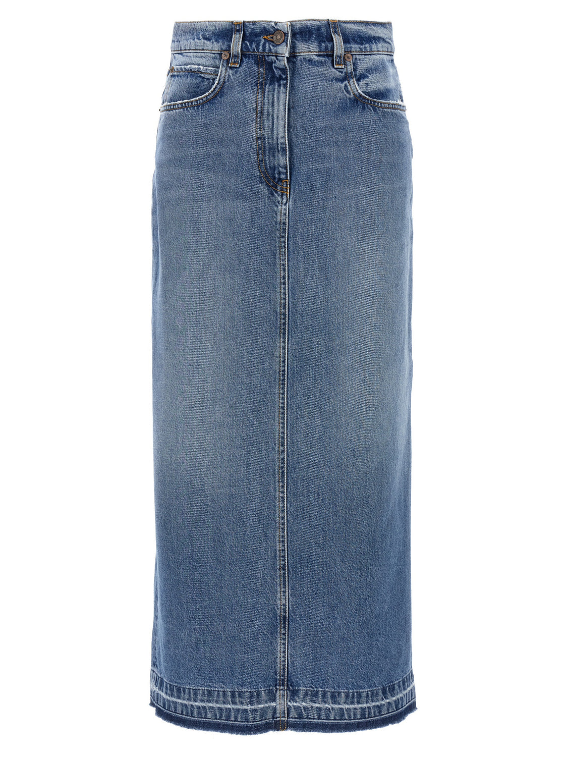Blue Cotton Mini Skirt