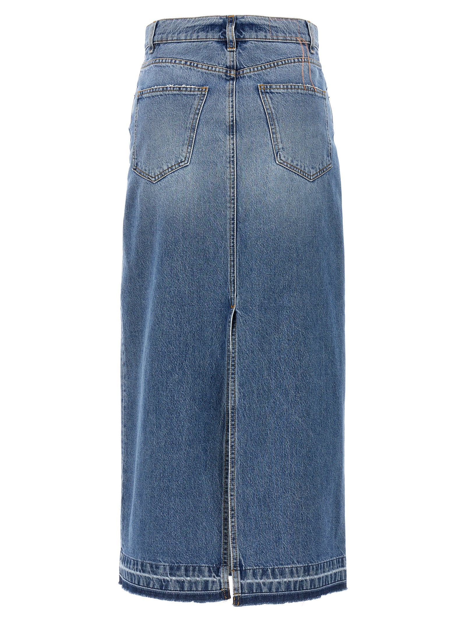 Blue Cotton Mini Skirt