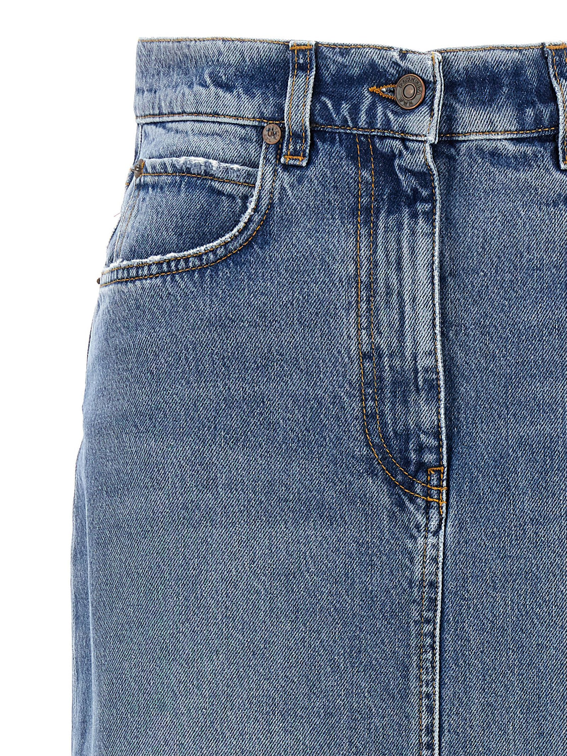 Blue Cotton Mini Skirt