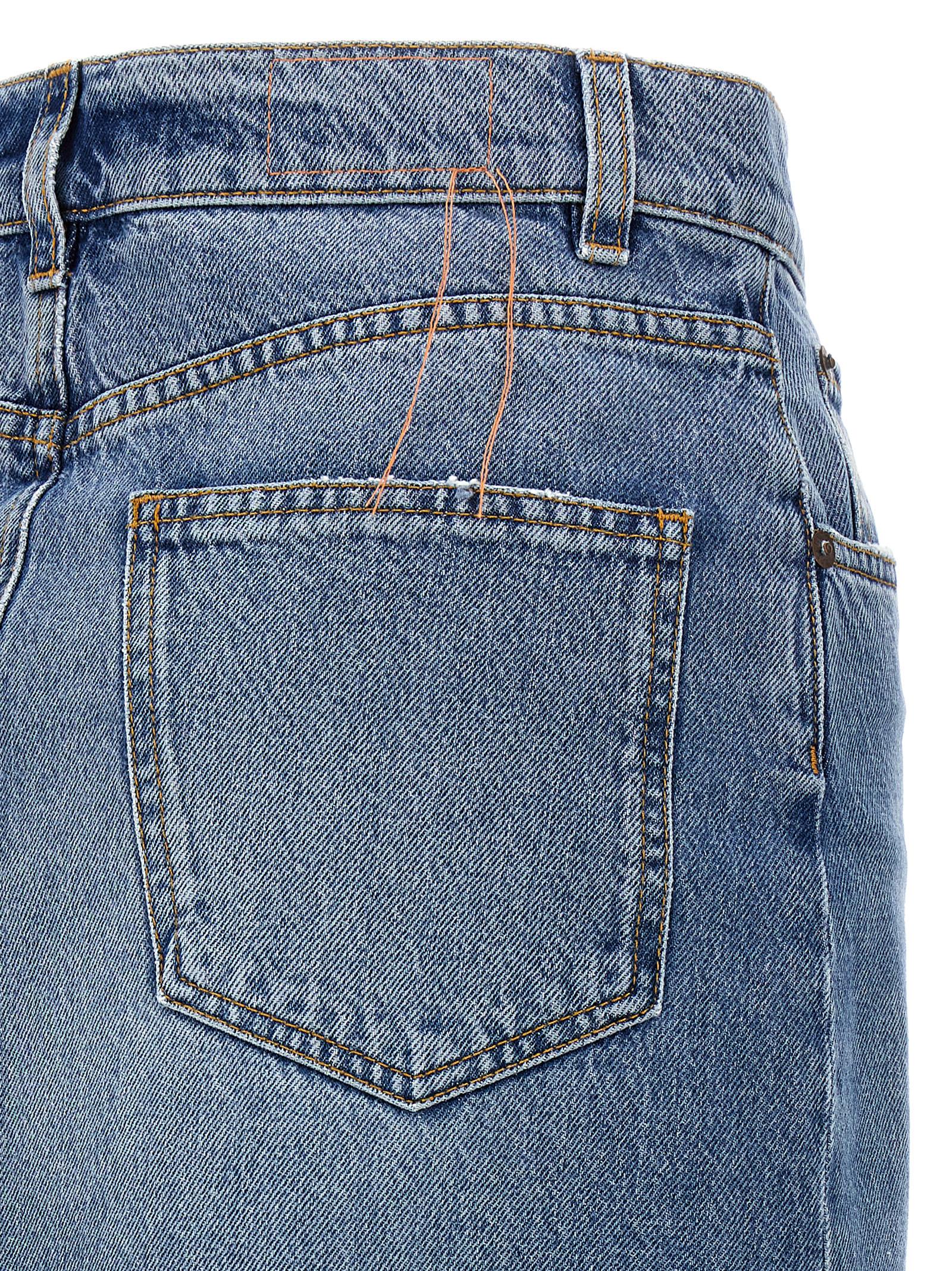 Blue Cotton Mini Skirt