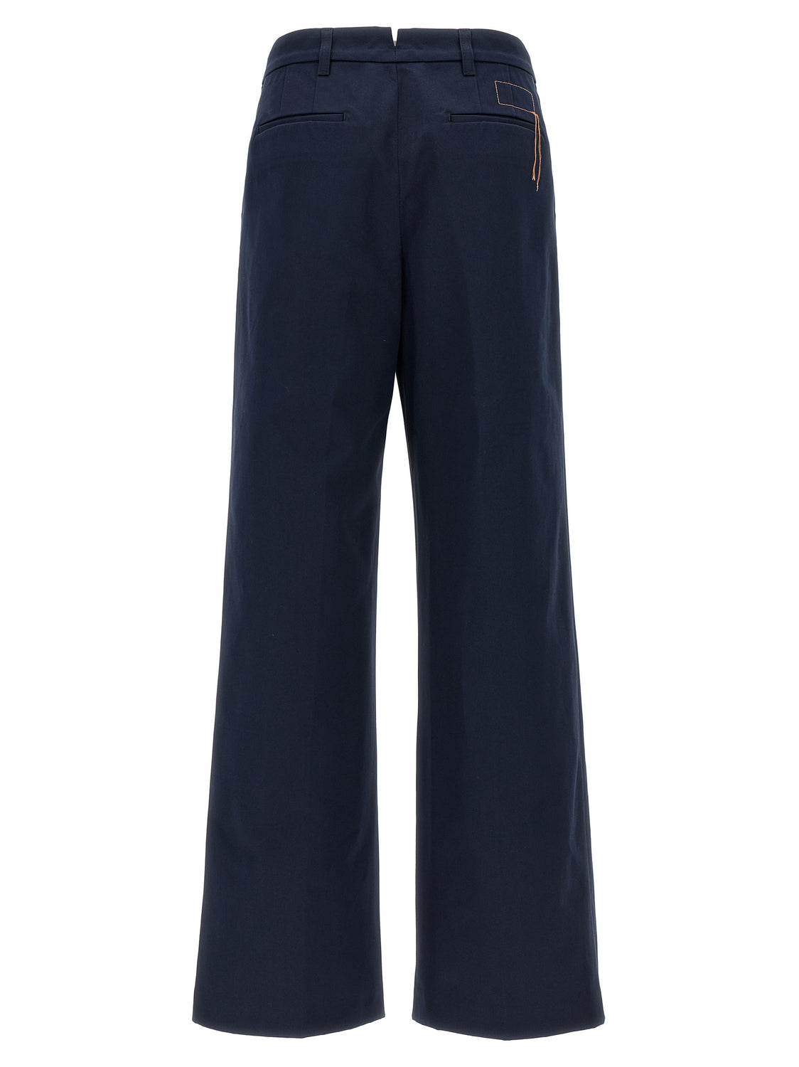 Blue Cotton Casual Pants