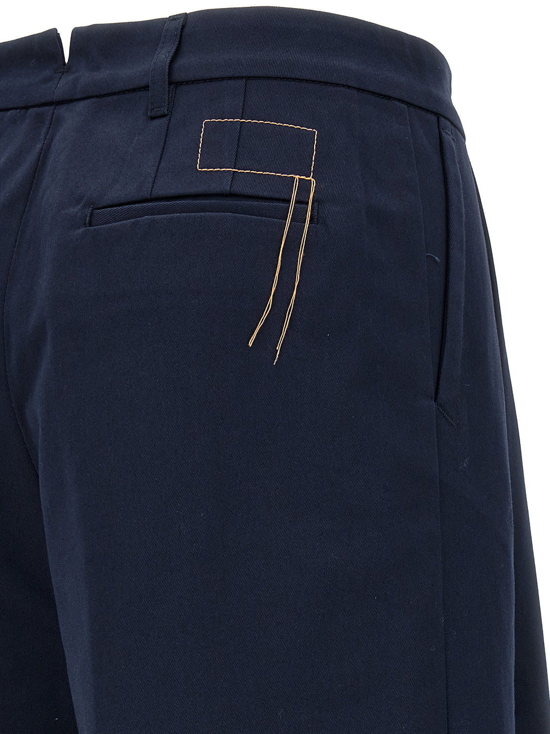 Blue Cotton Casual Pants