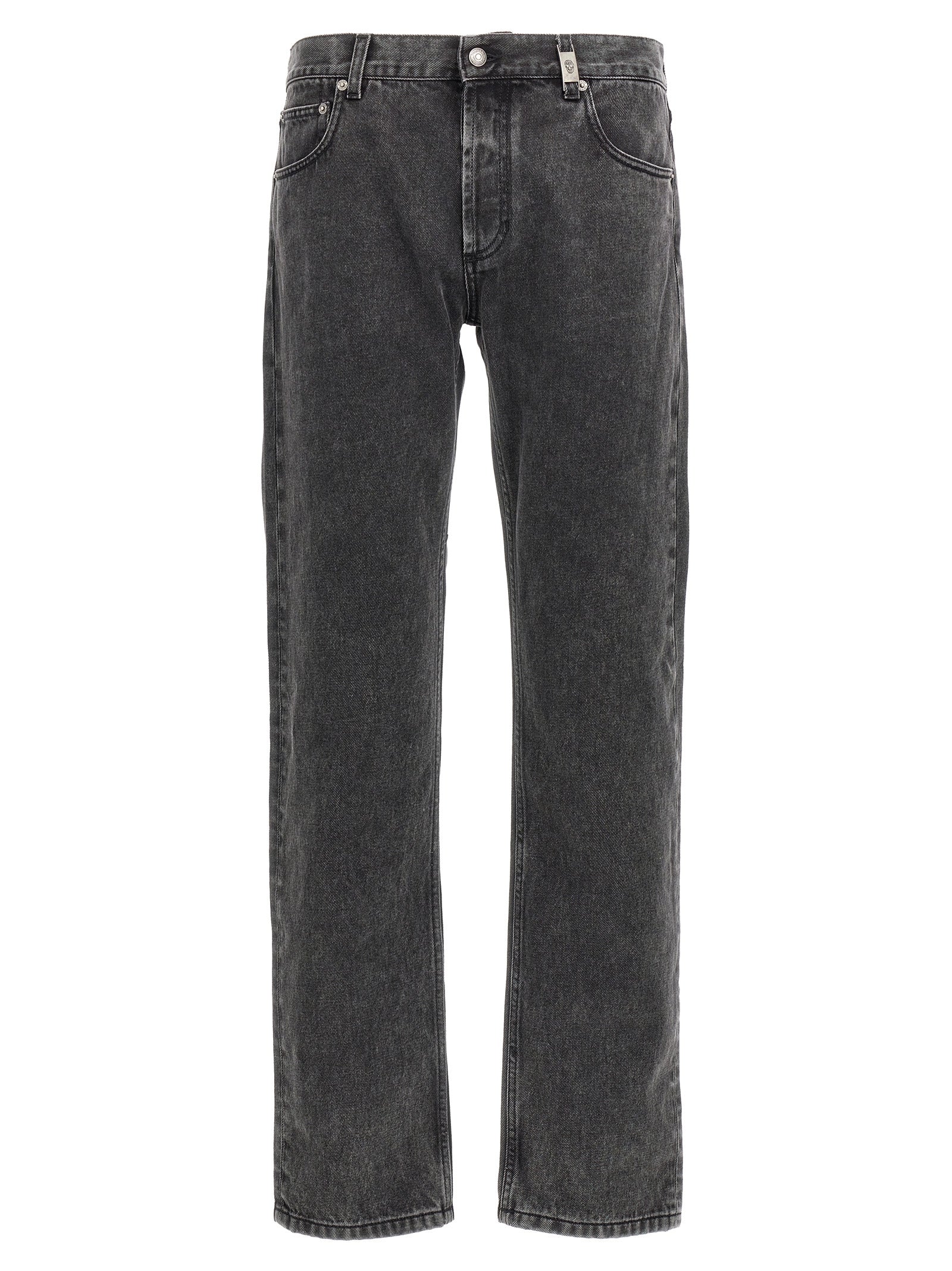 Black Cotton Straight-Leg Jeans
