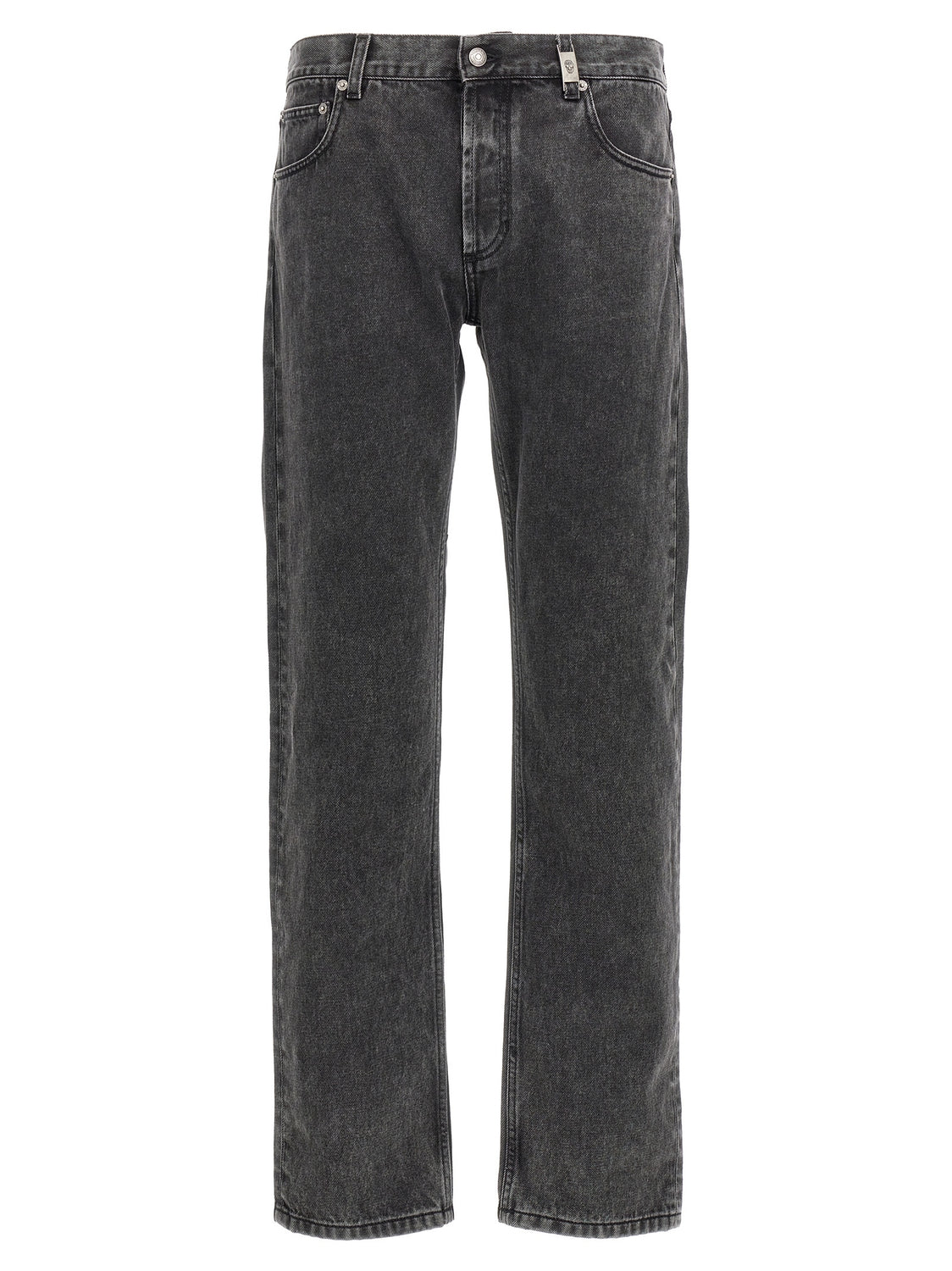 Black Cotton Straight-Leg Jeans