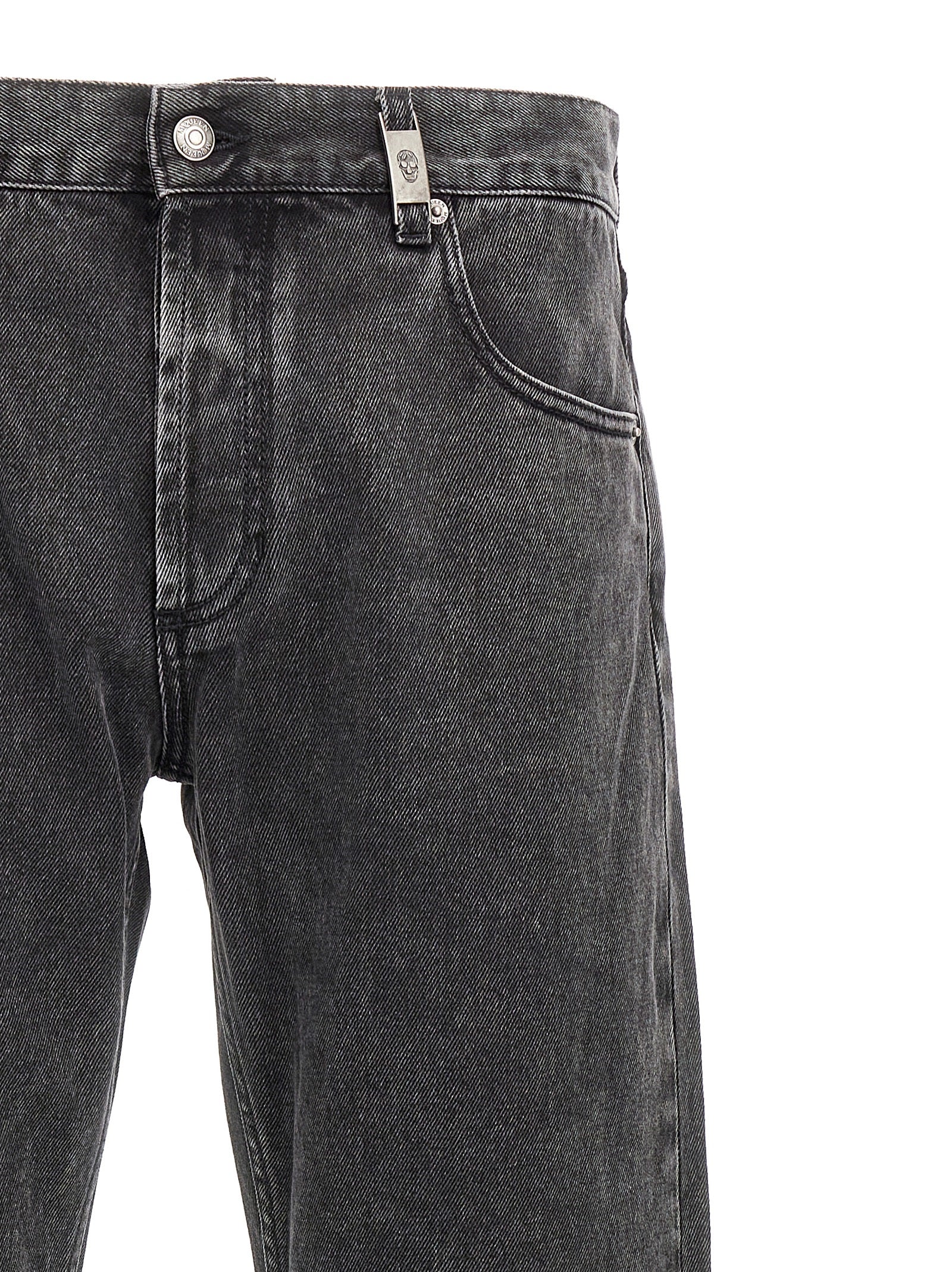 Black Cotton Straight-Leg Jeans