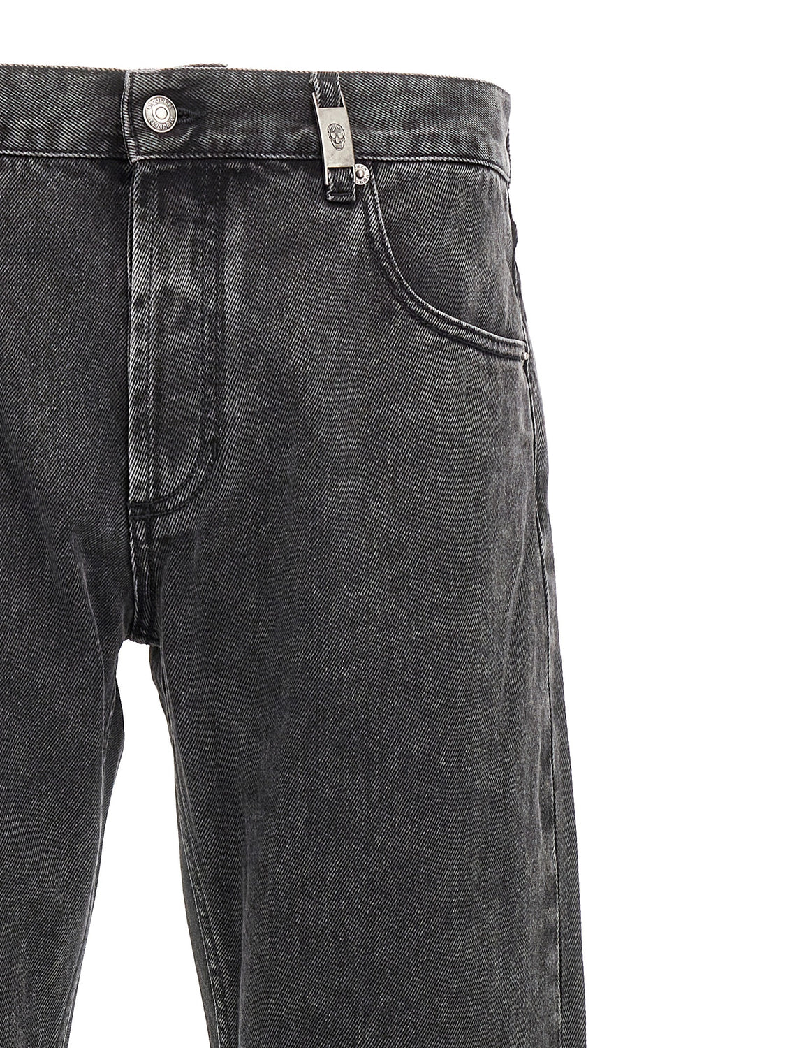 Black Cotton Straight-Leg Jeans