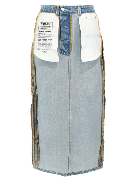 Blue Cotton Mini Skirt