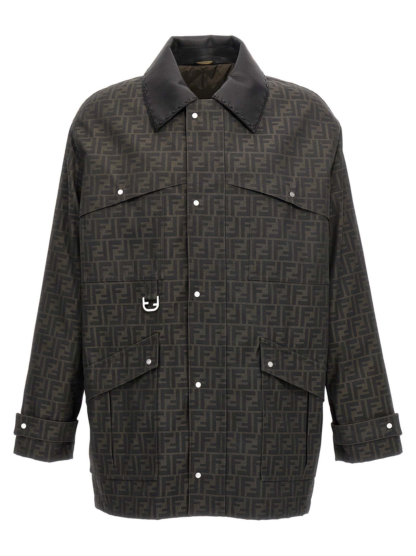 Brown Polyester Full-Length Jacket