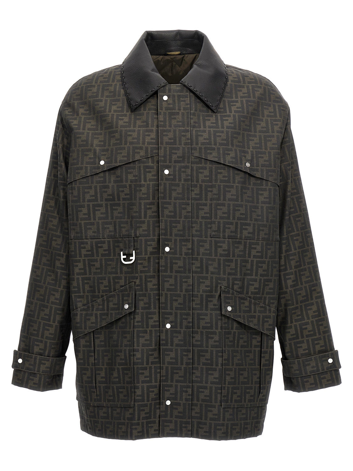 Brown Polyester Full-Length Jacket