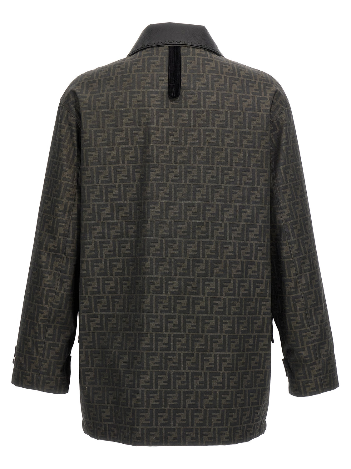 Brown Polyester Full-Length Jacket
