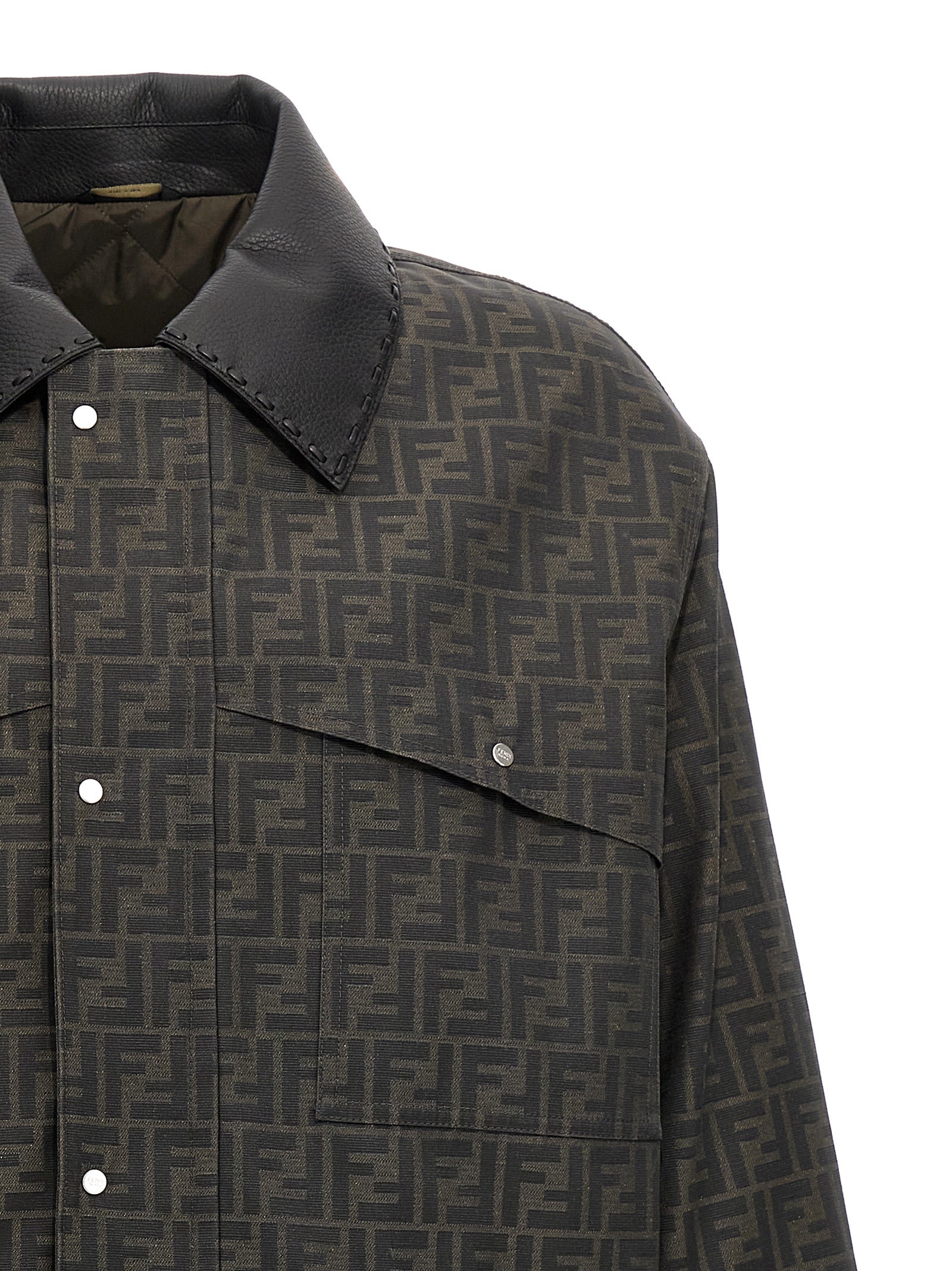 Brown Polyester Full-Length Jacket