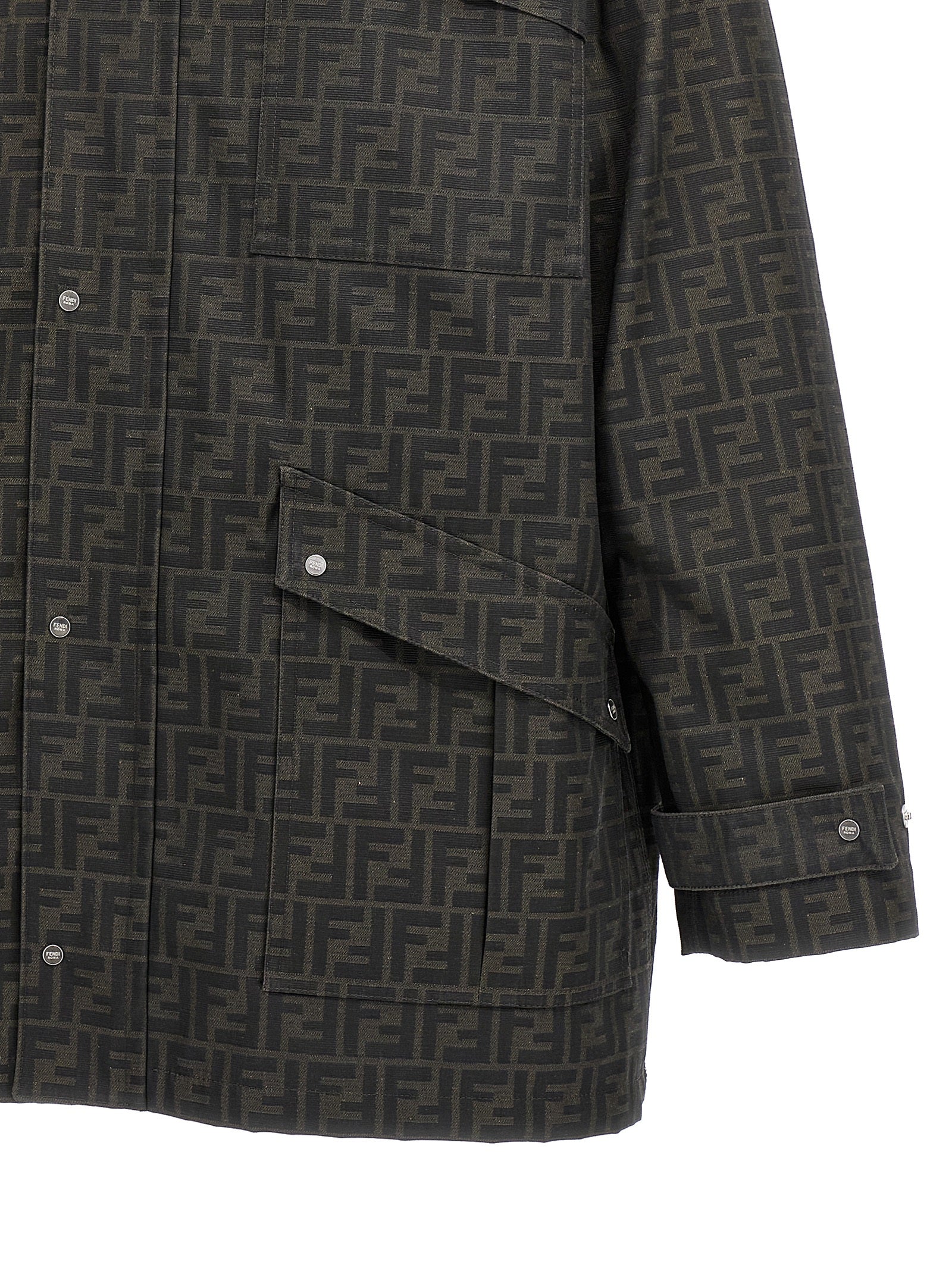 Brown Polyester Full-Length Jacket