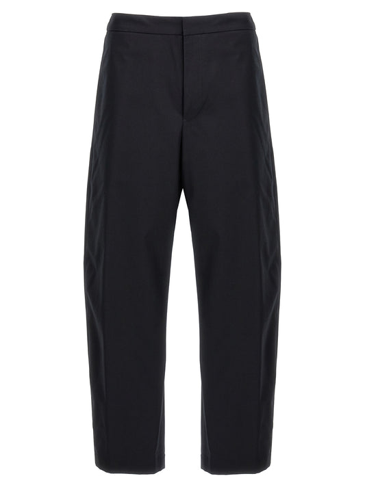 Blue Cotton Casual Pants